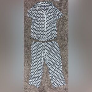 Blue Patterned Pajama Set size small